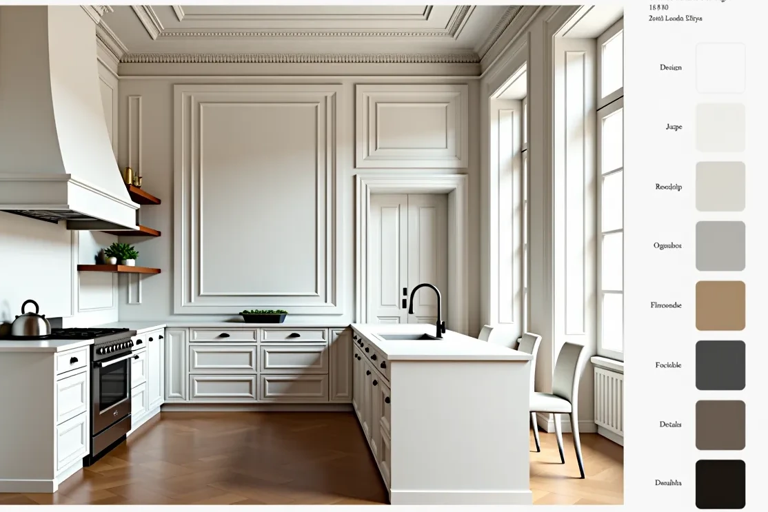 Cabinet color selection process with sample swatches