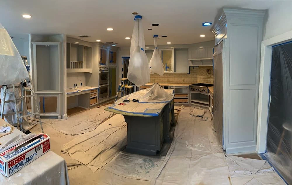 Cabinet surface preparation showing versatility for bold color applications