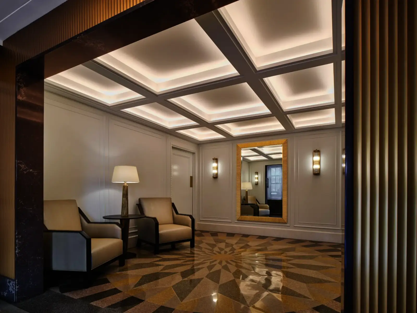 Commercial interior lobby painting by Maco Painting