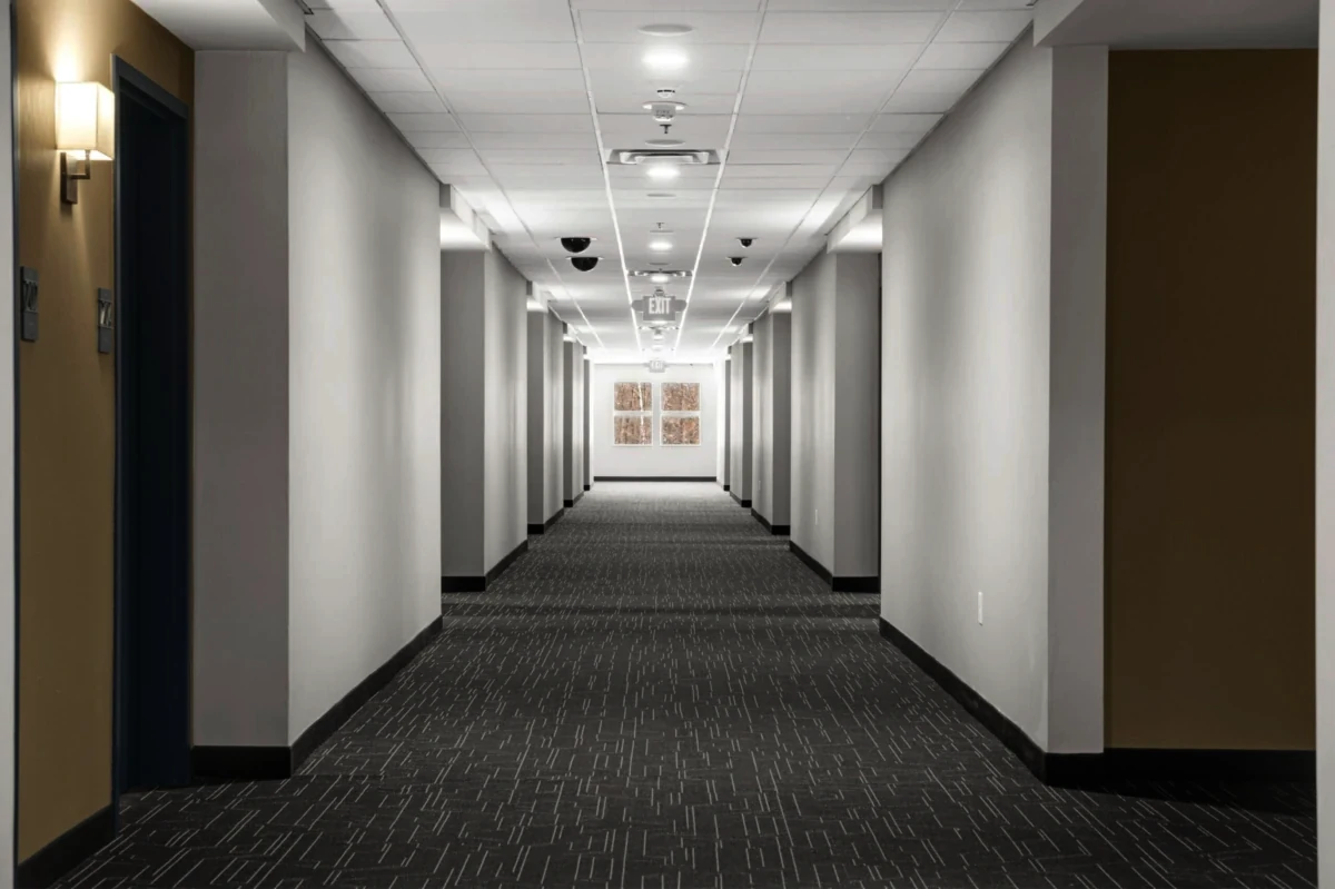 Painted hotel hallway with Maco finishes