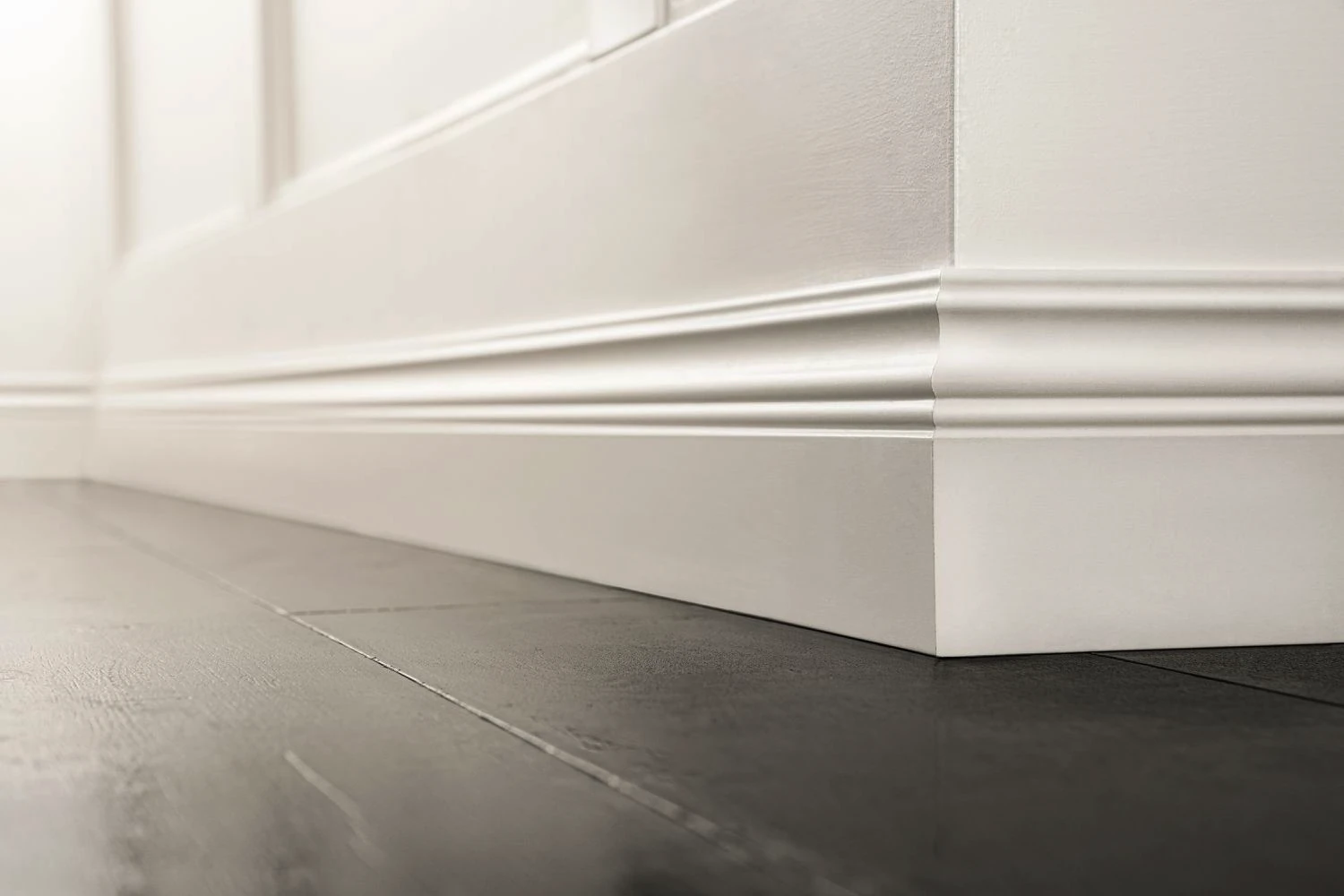 Beautifully finished baseboard with precision painting and clean lines