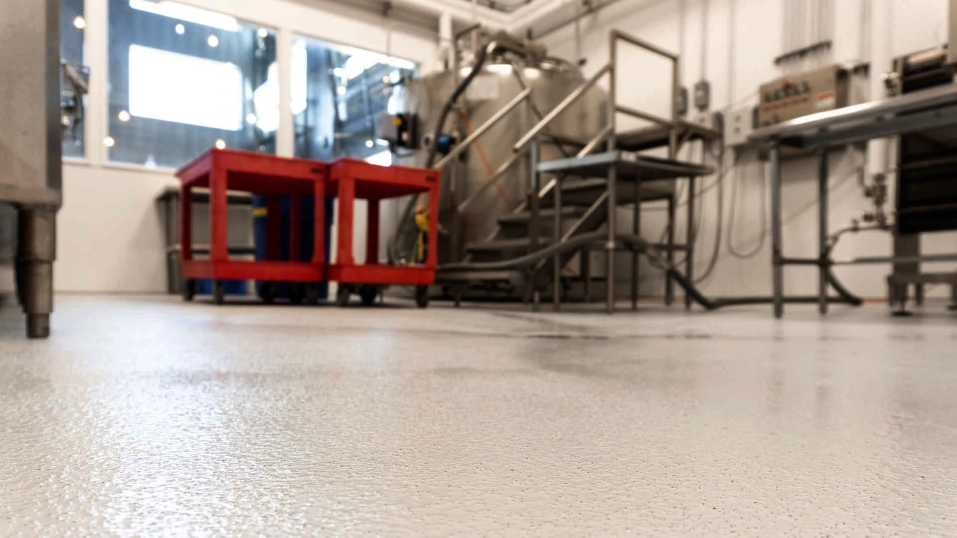 Anti-slip commercial epoxy floor in industrial work area
