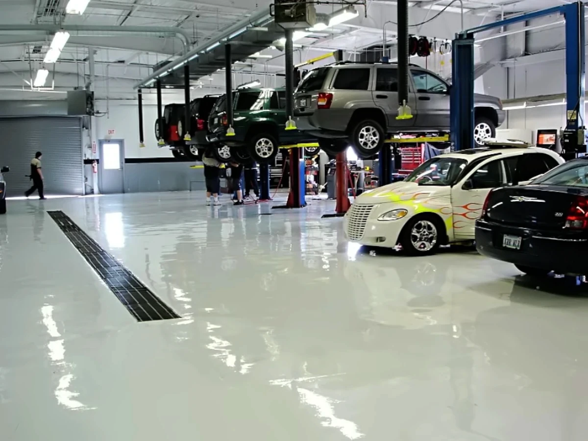 Car dealership with premium epoxy floor installation