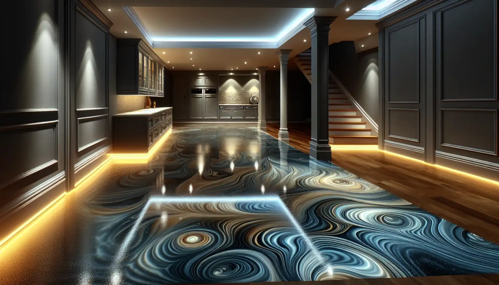 Stunning residential epoxy floor installation by Maco Painting