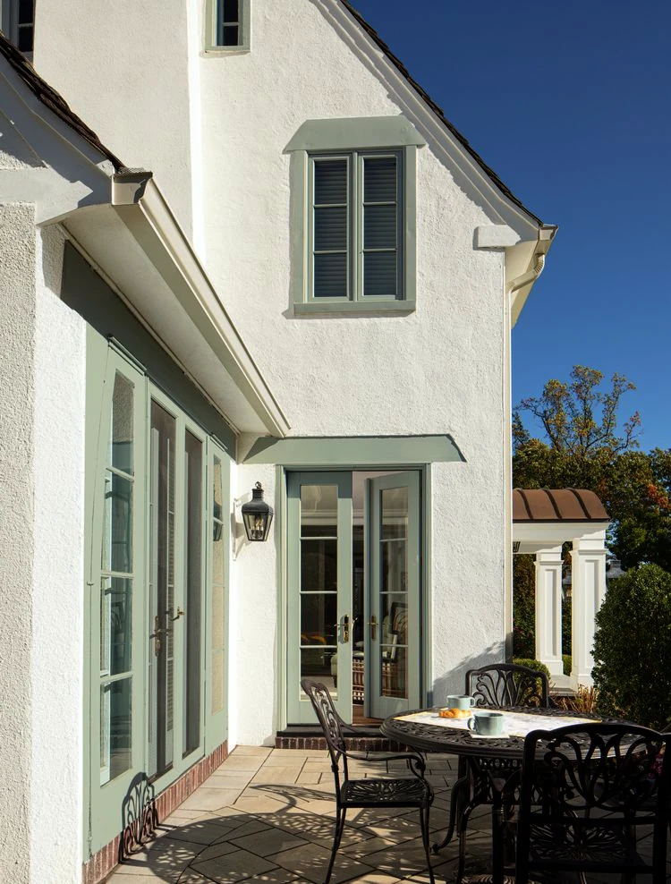 Freshly painted home exterior showing crisp detail work