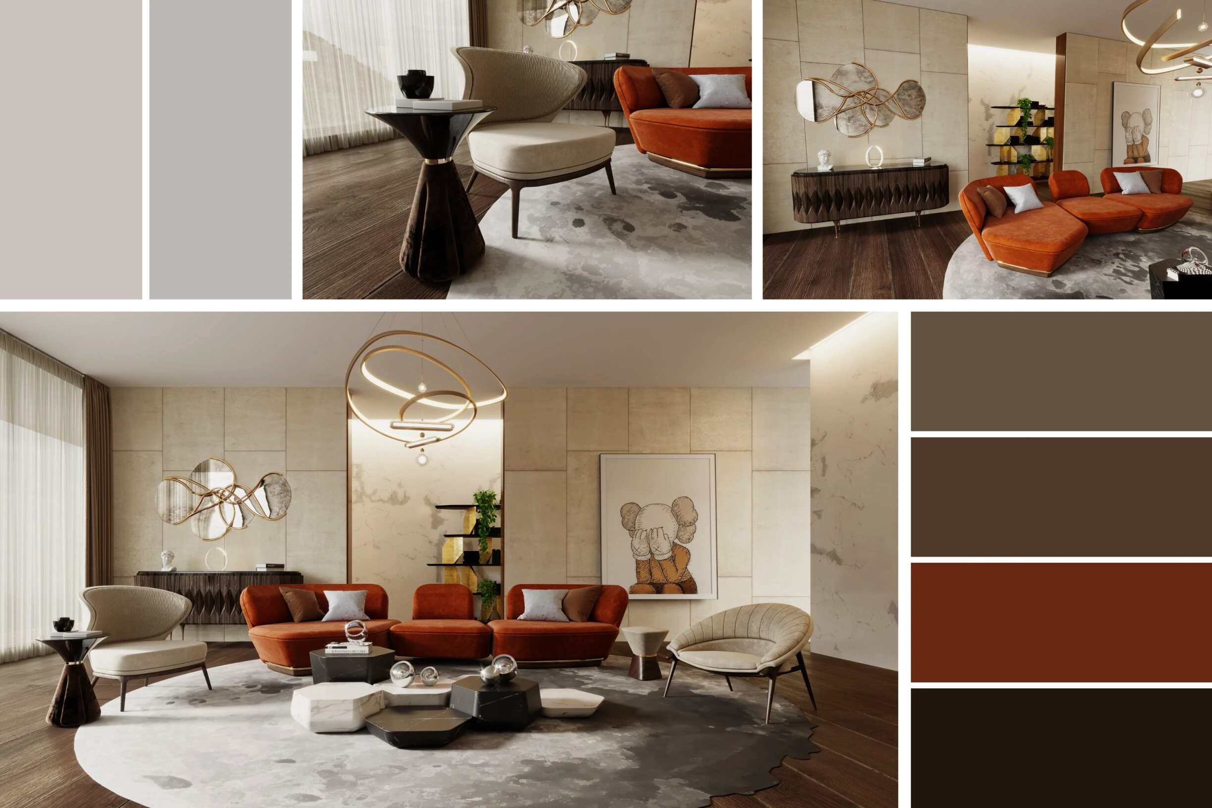 Luxurious living room showcasing sophisticated color selection