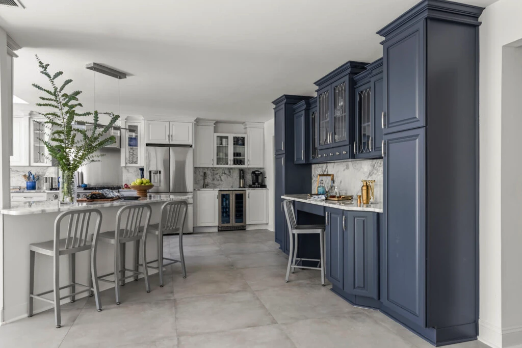 Two-tone kitchen cabinets professionally refinished